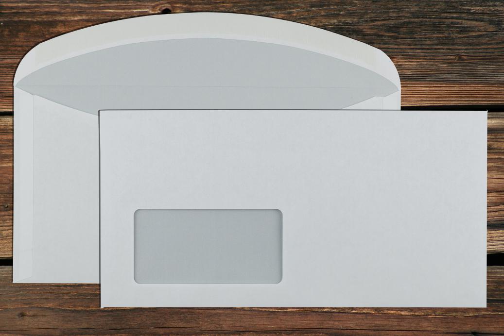 Kuvertierhüllen mit Fenster 120x235 mm Nassklebend Weiß 80 g/qm